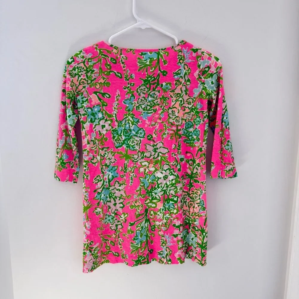 Lilly Pulitzer Mini Marlowe T-Shirt Dress 23492 Southern Charm Print Pink Green